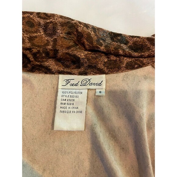 Fred David Ladies Vintage Top Animal Print Polyester Size 8 Long Sleeve - Picture 7 of 8